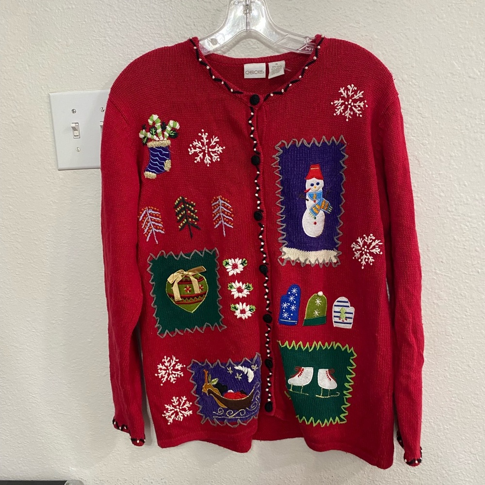 Vintage red Christmas cardigan